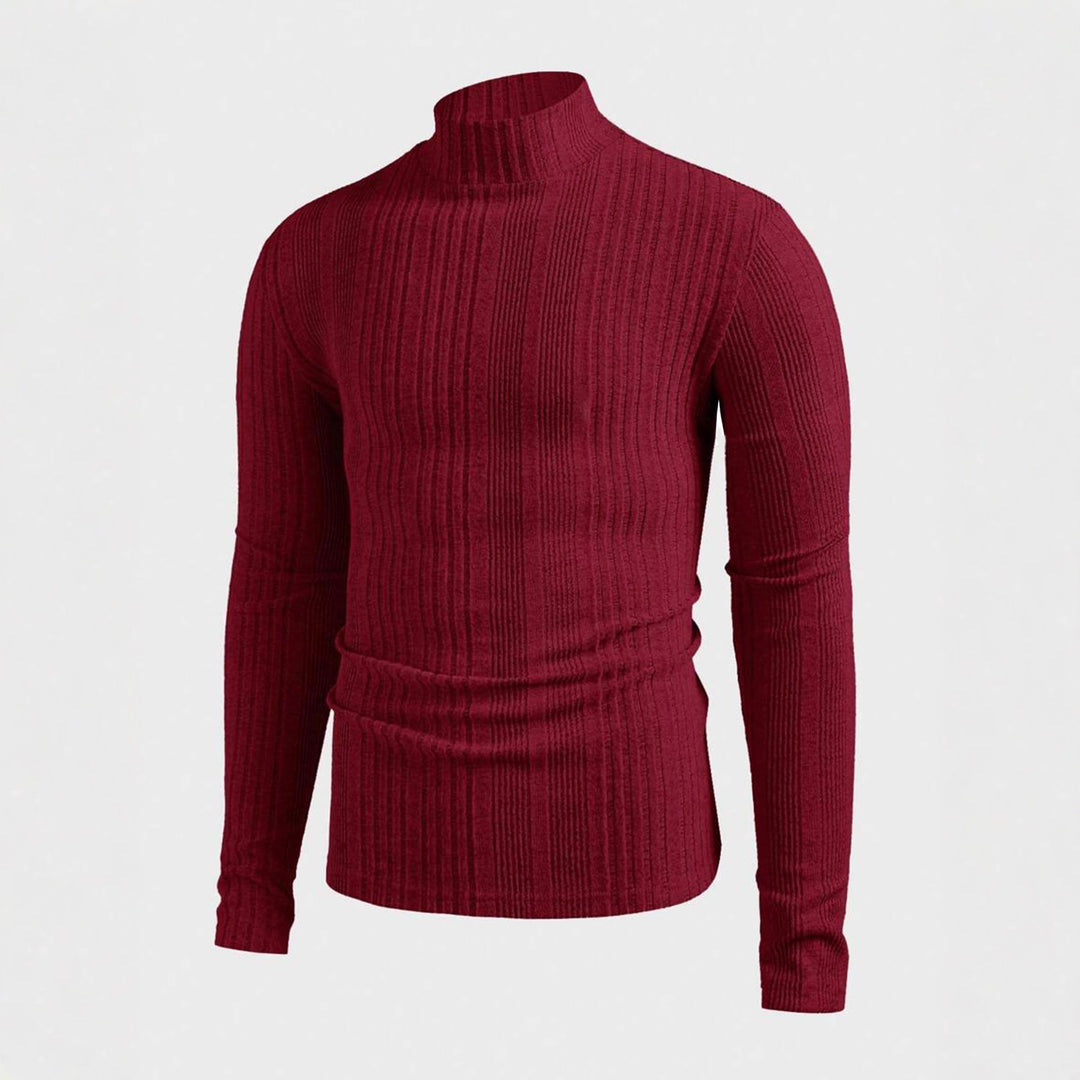 Herren Strickpullover mit hohem Kragen und Rippstruktur Aliams