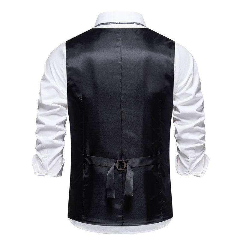 Herren elegante Anzugweste mit feinem Nadelstreifen und praktischen Taschen Aliams