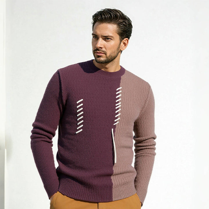 Herren Strickpullover mit modernem Struktur-Design und kontrastierenden Mustern Aliams