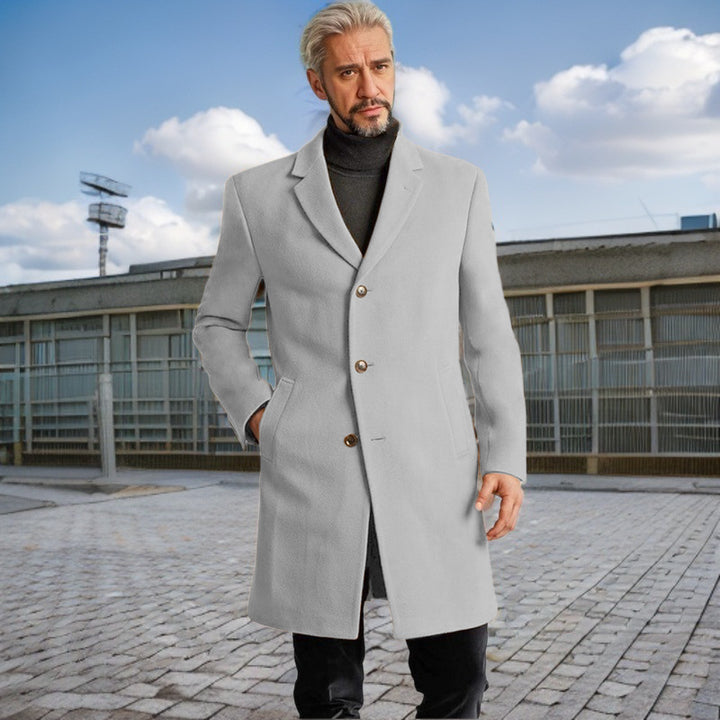 Herren Eleganter Langmantel mit modischen Knöpfen und hochwertigem Stoff Aliams
