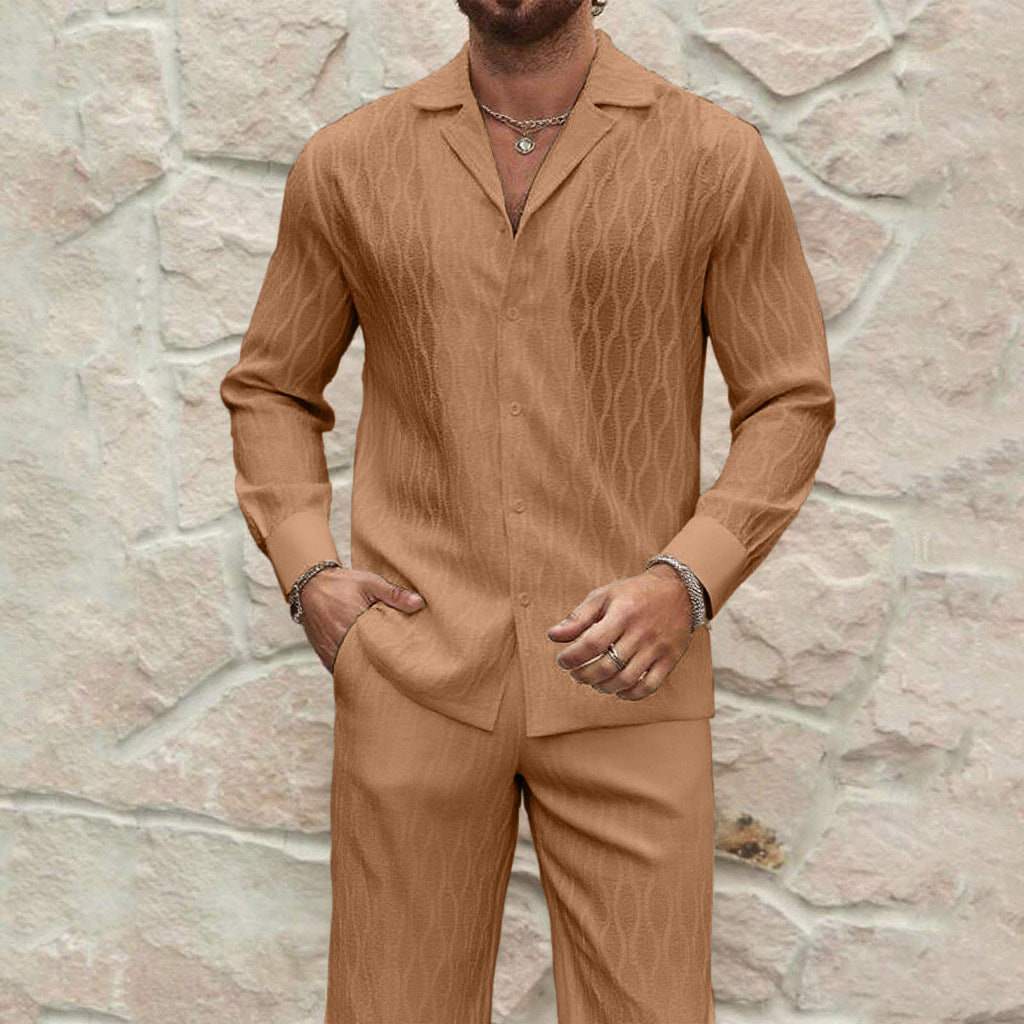 Herren eleganter Set mit feinem Strukturmuster und komfortablem Schnitt Aliams