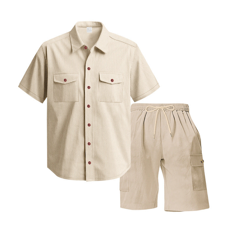 Herren komfortables Freizeitoutfit mit Kurzarmhemd und lockeren Shorts Aliams