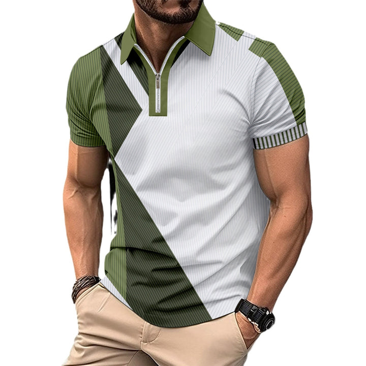 Herren Kurzarm Poloshirt mit modernem Grafikdesign und sportlichem Reißverschluss Aliams