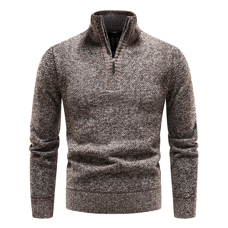 Herren Sportlicher Strickpullover mit halbem Reißverschluss und strukturiertem Design Aliams
