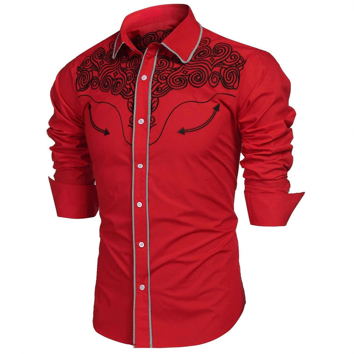 Herren Kunstvoll besticktes Langarmhemd Aliams