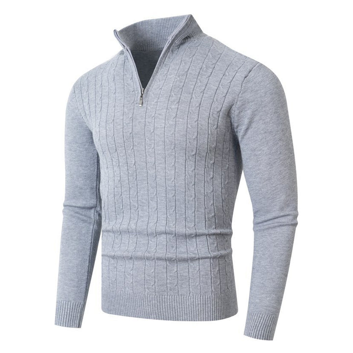 Herren Strickpullover mit halbem Reißverschluss und strukturiertem Design Aliams