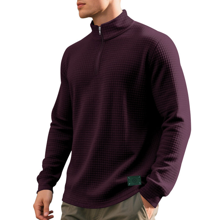 Herren Pullover mit Reißverschluss und strukturiertem Design Aliams