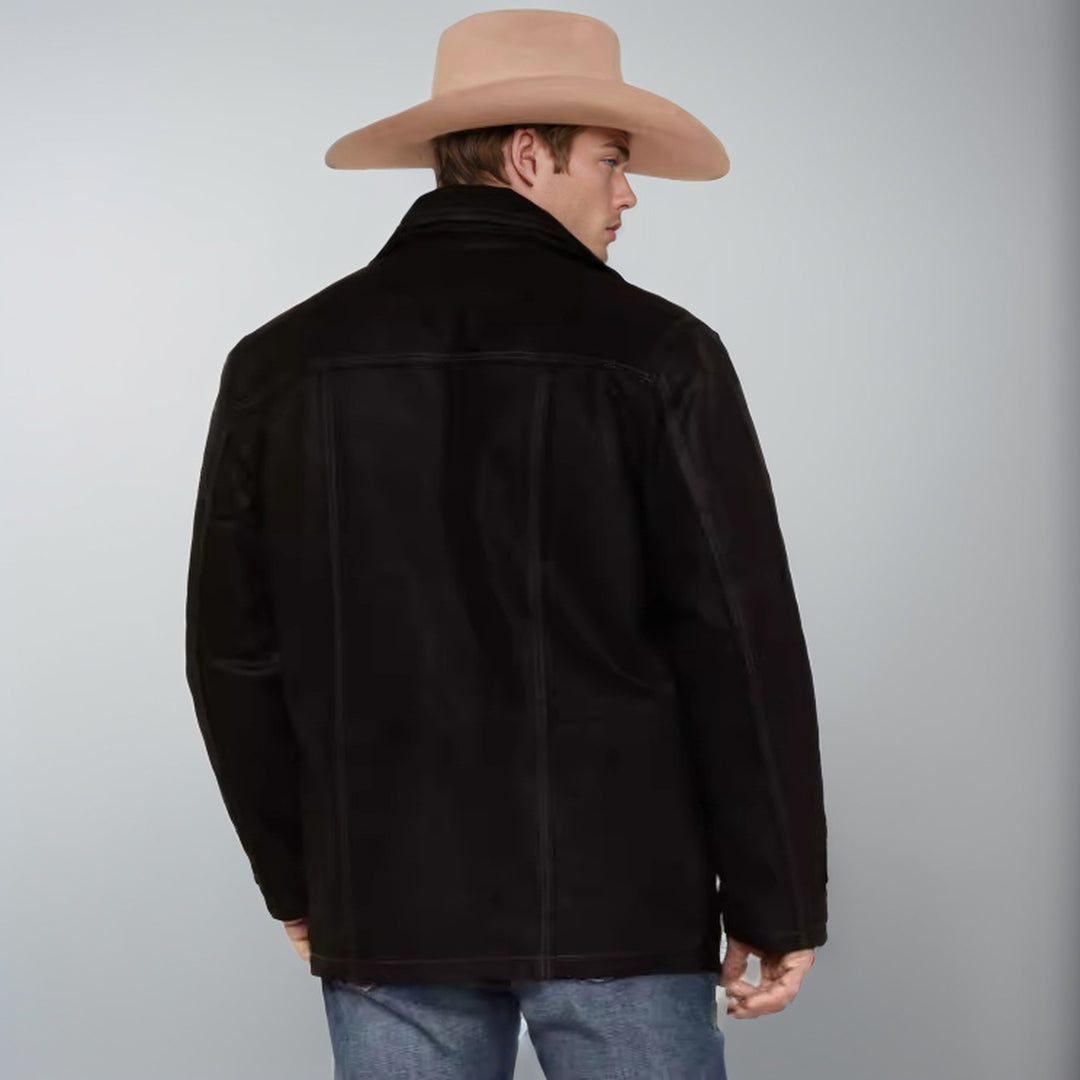 Herren hochwertige Lederjacke mit modernen Details und praktischen Taschen Aliams