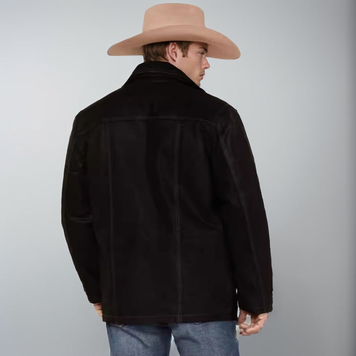 Herren hochwertige Lederjacke mit modernen Details und praktischen Taschen Aliams