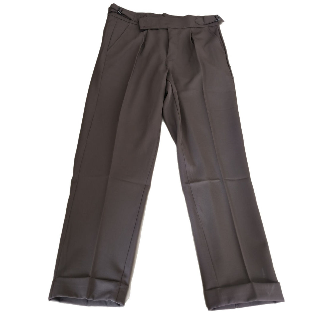 Herren Elegante Anzughose mit hohem Bund und doppelter Knopfdetails Aliams