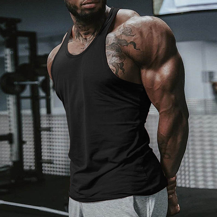 Herren atmungsaktives Fitness Tanktop mit Racerback-Design und körperbetontem Schnitt Aliams