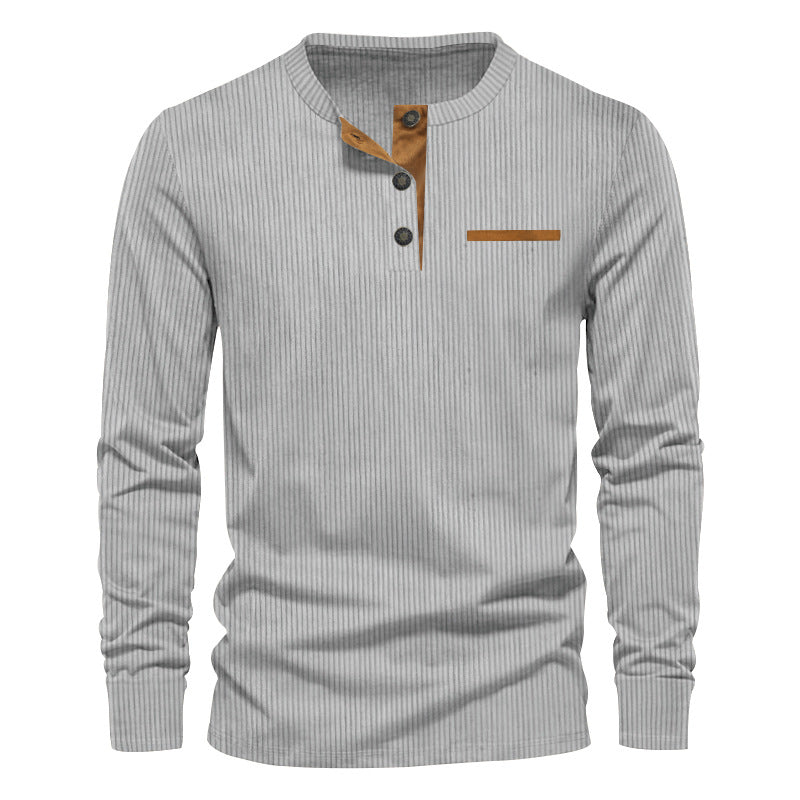 Herren strukturiertes Langarmshirt mit modischem Henley-Kragen Aliams