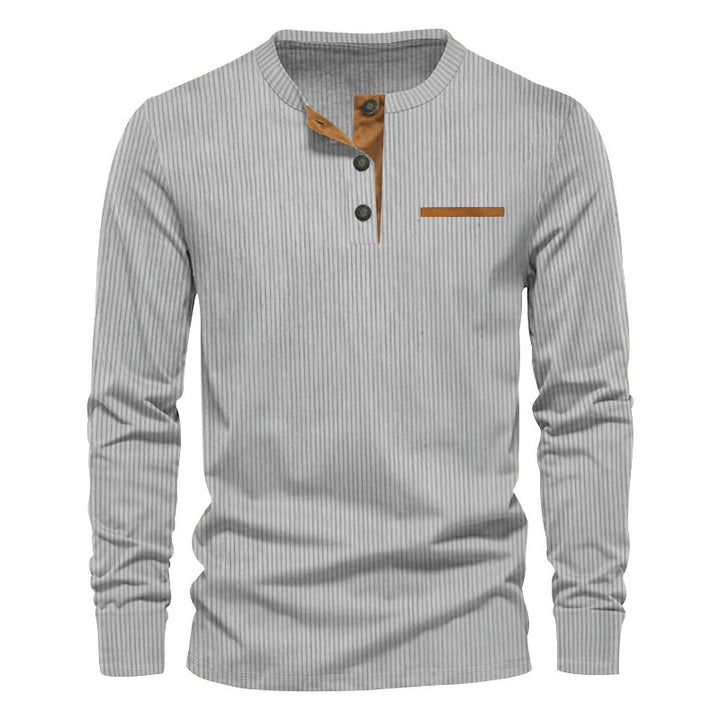 Herren strukturiertes Langarmshirt mit modischem Henley-Kragen Aliams