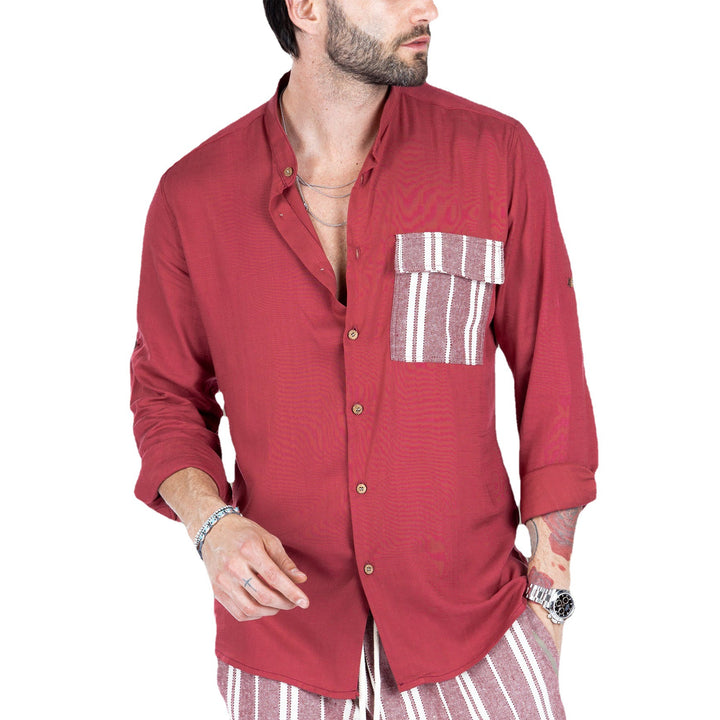 Herren luftige Sommerbluse mit Streifenmuster Aliams