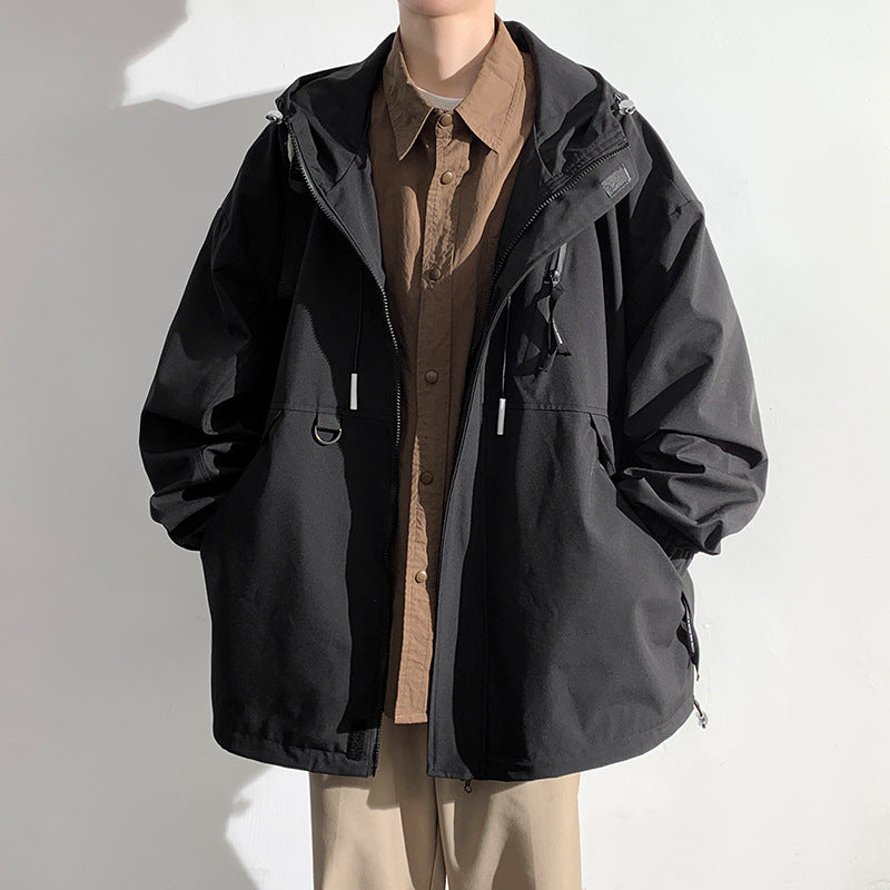 Herren wetterfeste Übergangsjacke mit verstellbarem Kapuzenkragen und praktischen Taschen Aliams