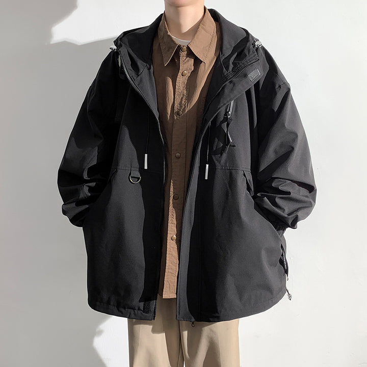 Herren wetterfeste Übergangsjacke mit verstellbarem Kapuzenkragen und praktischen Taschen Aliams