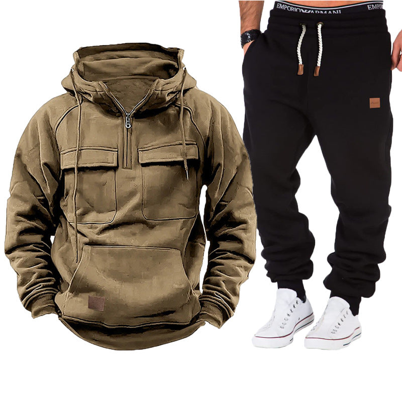 Herren funktionale Kapuzenjacke mit durchgehendem Reißverschluss und praktischen Taschen Aliams