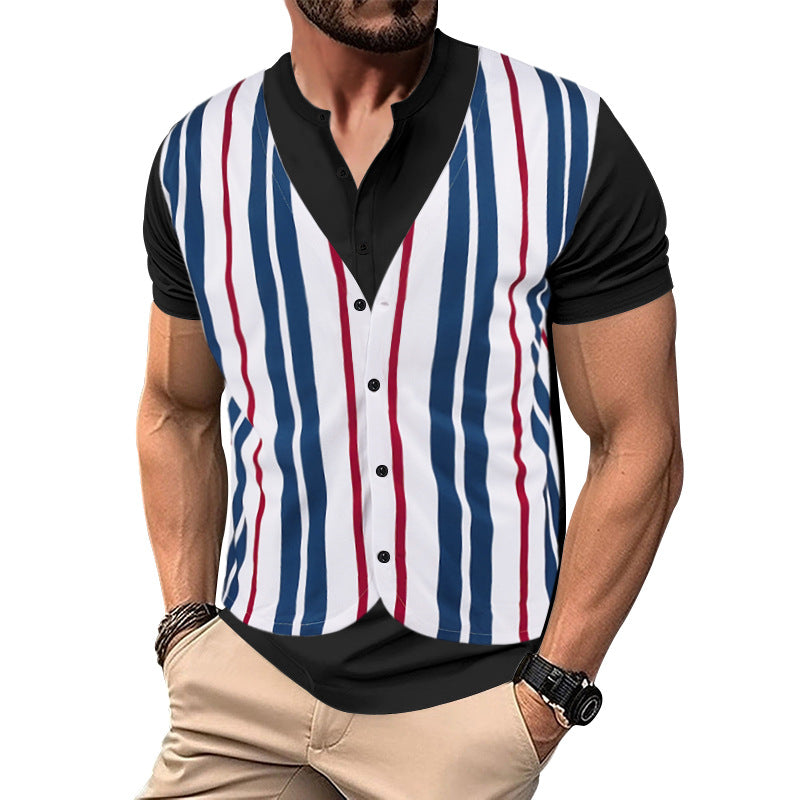 Herren Hemd-Weste Kombination mit modernem Streifenmuster Aliams