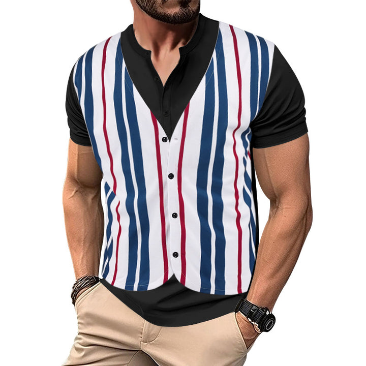 Herren Hemd-Weste Kombination mit modernem Streifenmuster Aliams