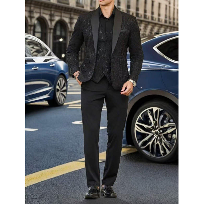 Herren Extravaganter Smoking-Blazer mit filigranem Muster Aliams