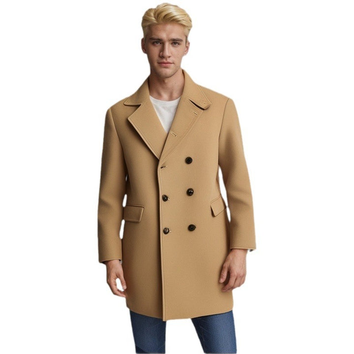 Herren eleganter Doppelreiher-Mantel aus weichem Material Aliams