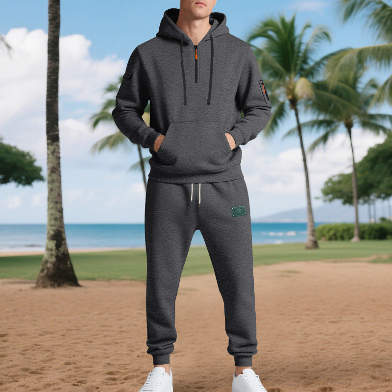 Herren Sportliches Hoodie- und Jogginganzug-Set mit atmungsaktiven Eigenschaften und praktischen Taschen Aliams