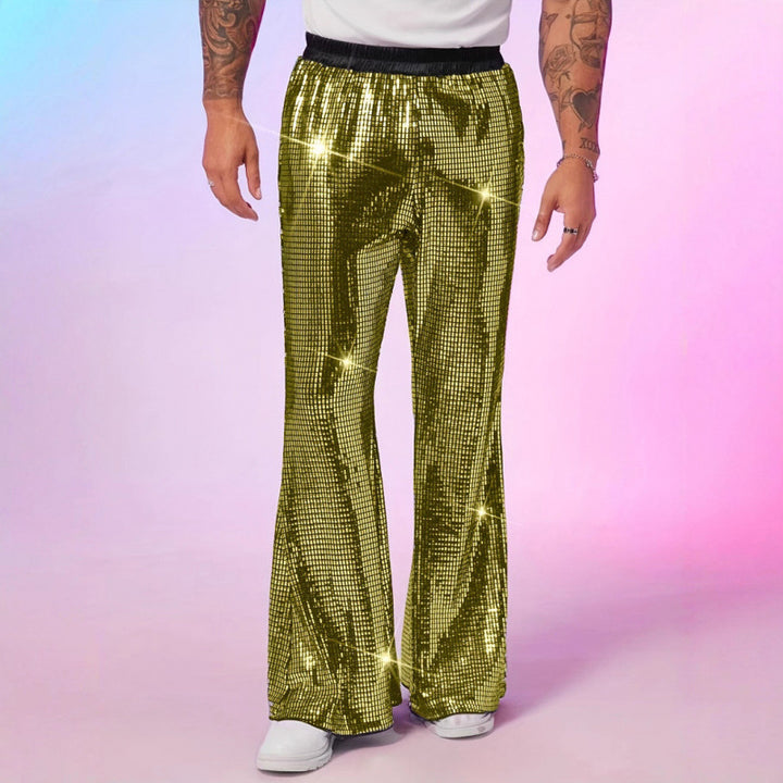 Herren Glitzernde Discohose mit weitem Bein und elastischem Bund Aliams
