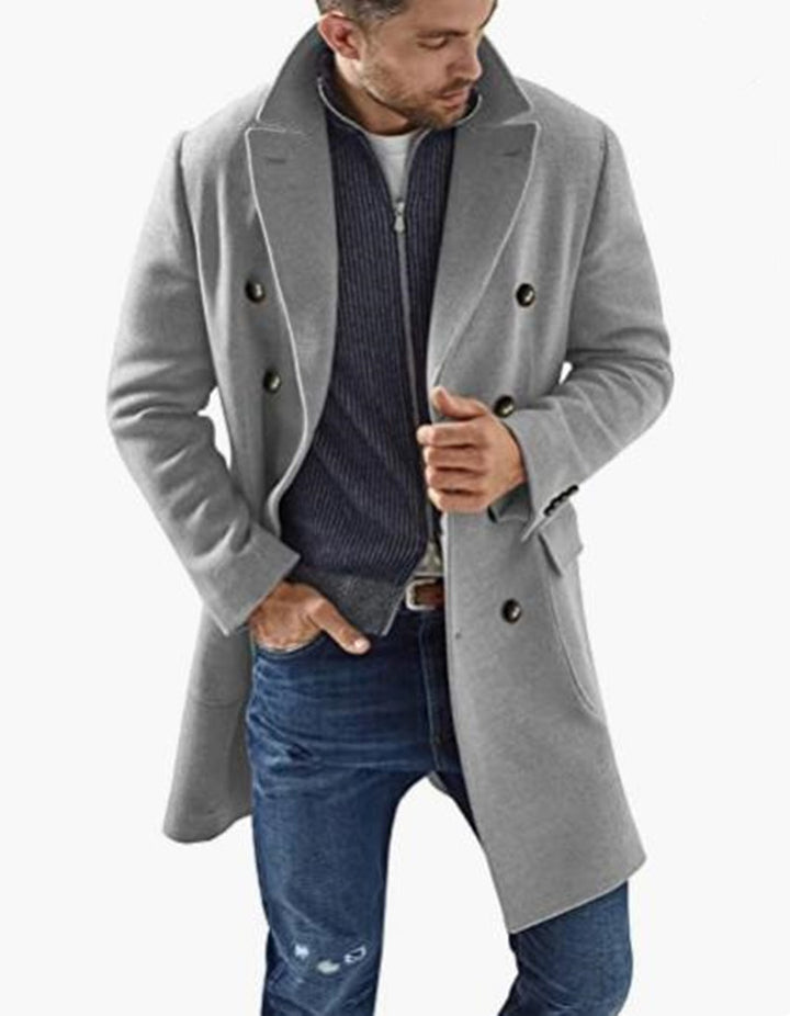 Herren eleganter Doppelknebel-Mantel mit modernem Schnitt Aliams