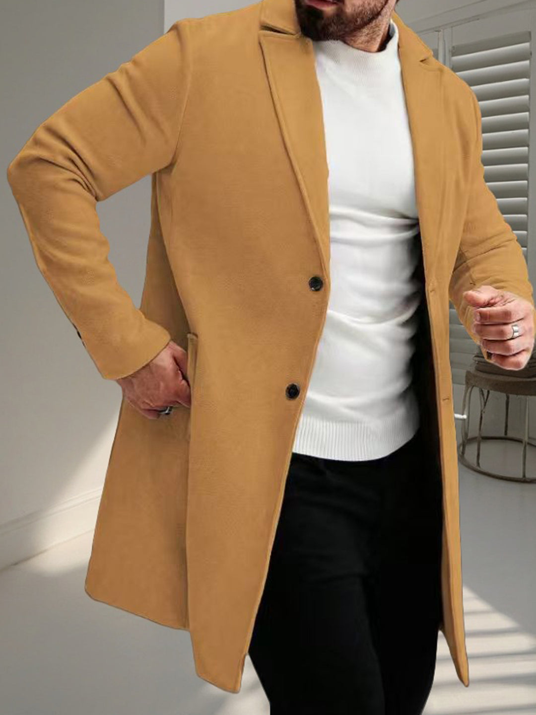 Herren eleganter Wollmantel mit schmaler Silhouette Aliams