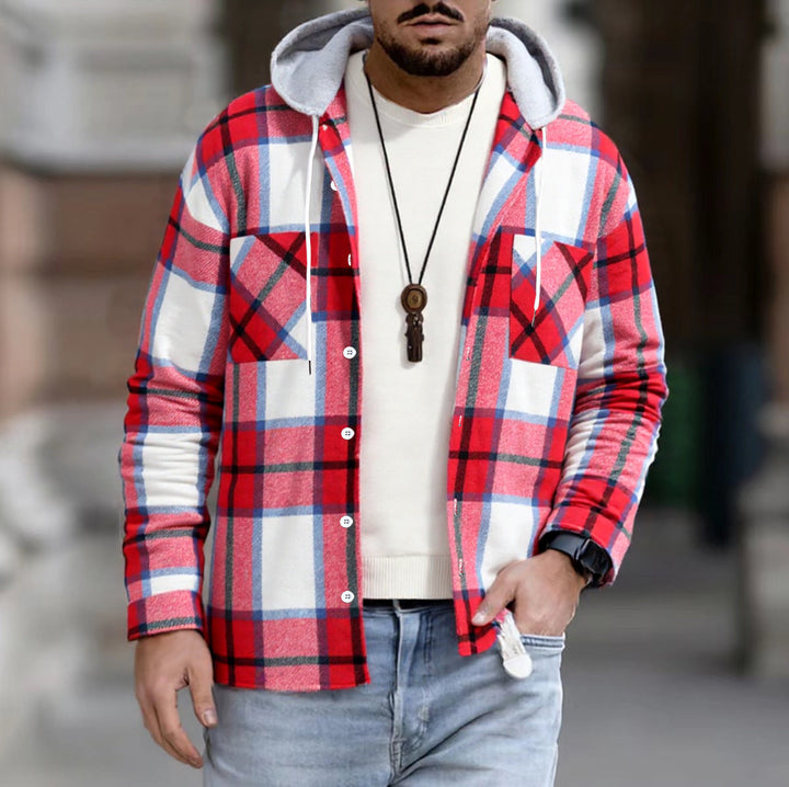 Herren Freizeitjacke mit Kapuze und Karomuster Aliams