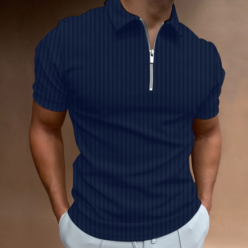 Herren Kurzarm Polo-Hemd mit Reißverschluss und strukturiertem Design Aliams