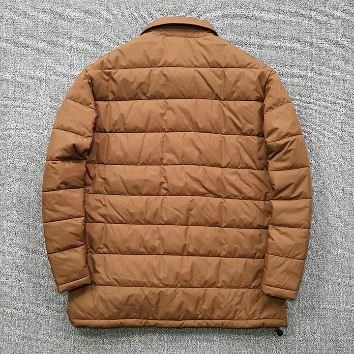 Herren gesteppte Overshirt-Jacke mit praktischen Klappentaschen und robustem Kragen Hedi-Mode