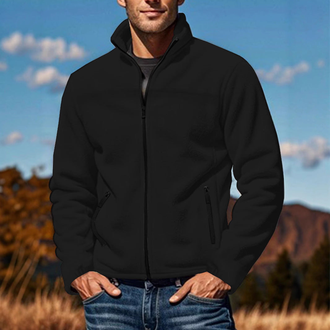 Herren Fleecejacke mit hohem Kragen und praktischen Reißverschlusstaschen Aliams