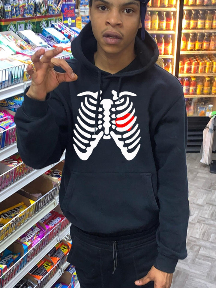 Herren Hoodie mit kreativem Skelett-Druck Aliams