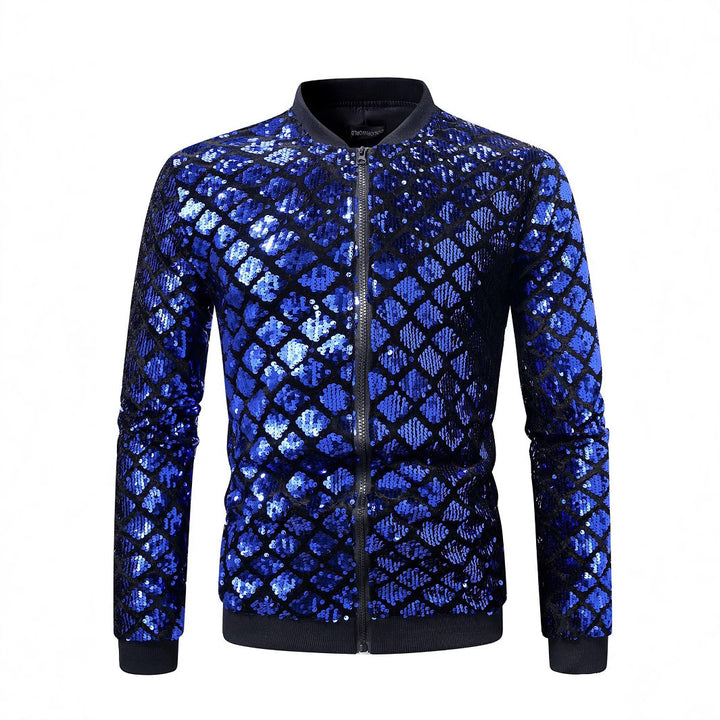 Herren glitzernde Bomberjacke mit edlem Strassdesign Aliams