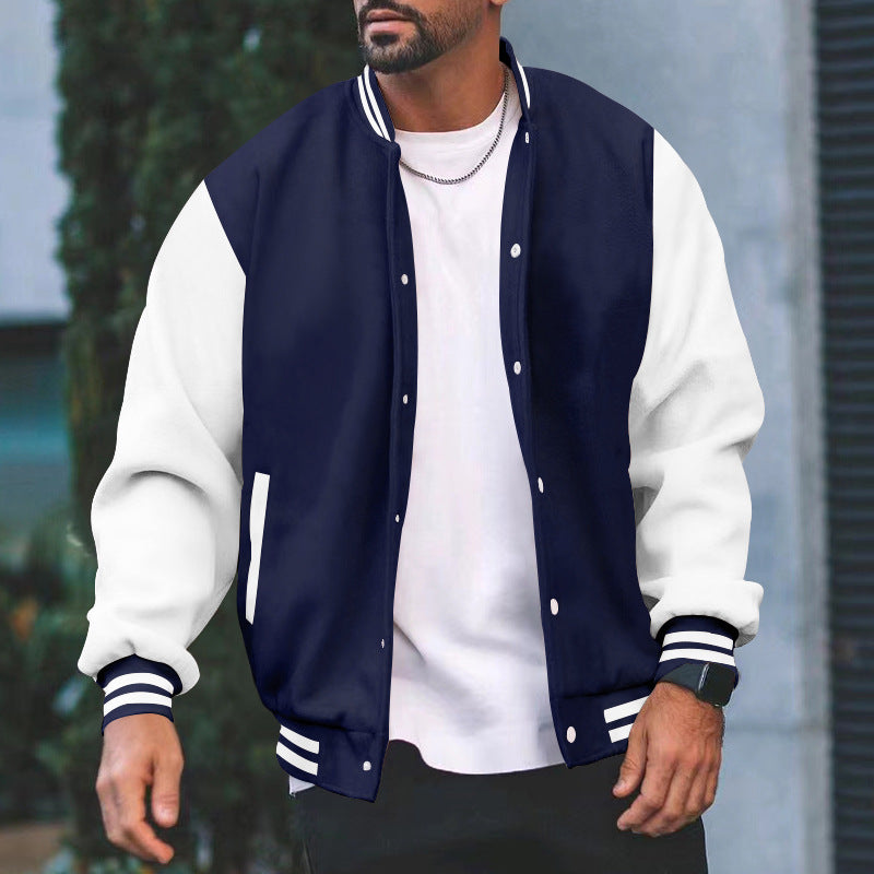 Herren Varsity-Jacke mit kontrastierenden Ärmeln und klassischem Schnitt Aliams