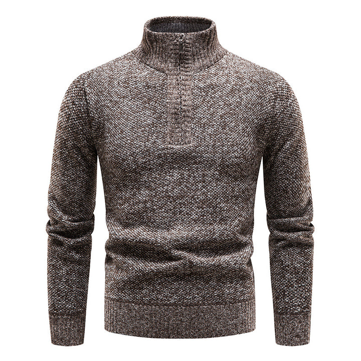 Herren Strickpullover mit hohem Kragen und Reißverschluss Aliams