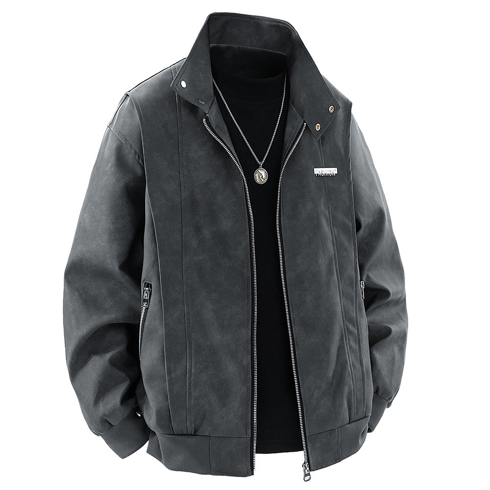Herren Kunstlederjacke im modischen Design mit praktischem Stehkragen Aliams