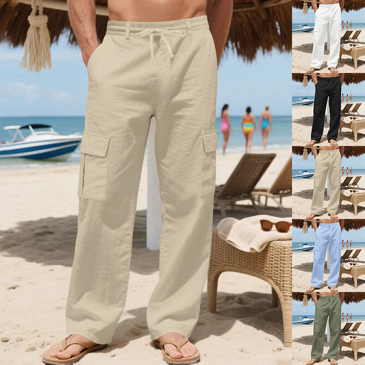 Herren komfortable Strand-Cargo-Hosen mit elastischem Bund und praktischen Taschen Aliams