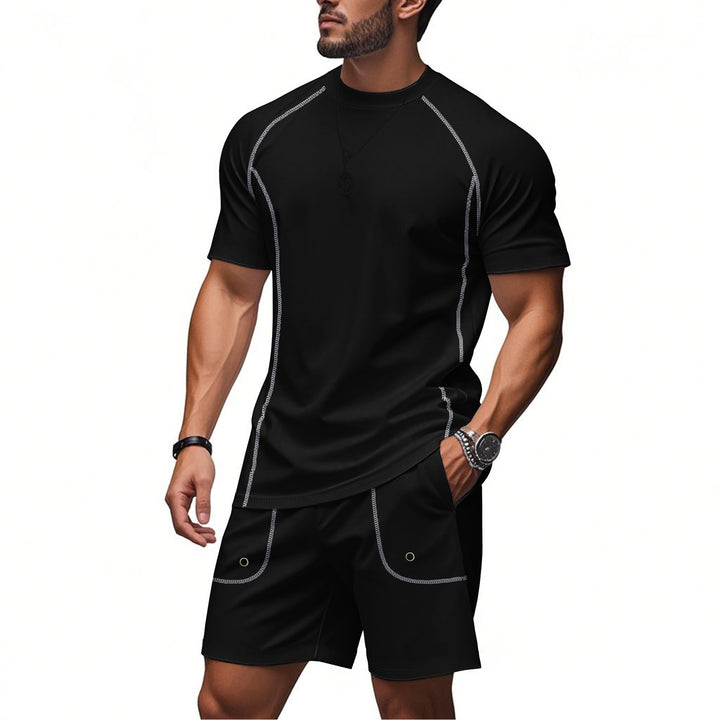 Herren sportliches Kurzarm-T-Shirt und Shorts-Set aus atmungsaktivem Material Aliams