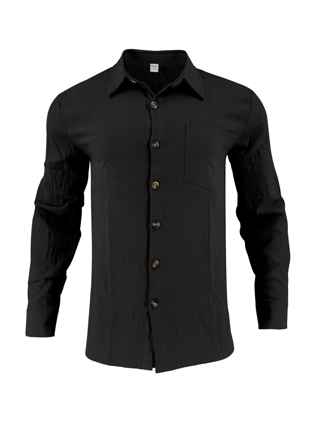 Herren elegantes Langarmhemd aus strukturierter Baumwolle mit praktischer Brusttasche Aliams