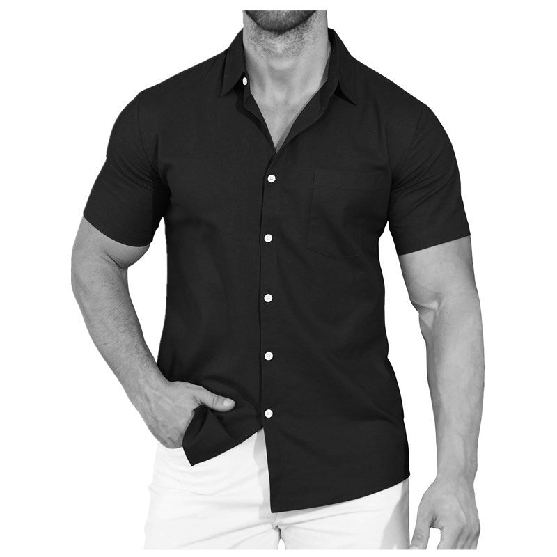 Herren Kurzarmhemd aus hochwertiger Baumwolle mit praktischer Brusttasche Aliams