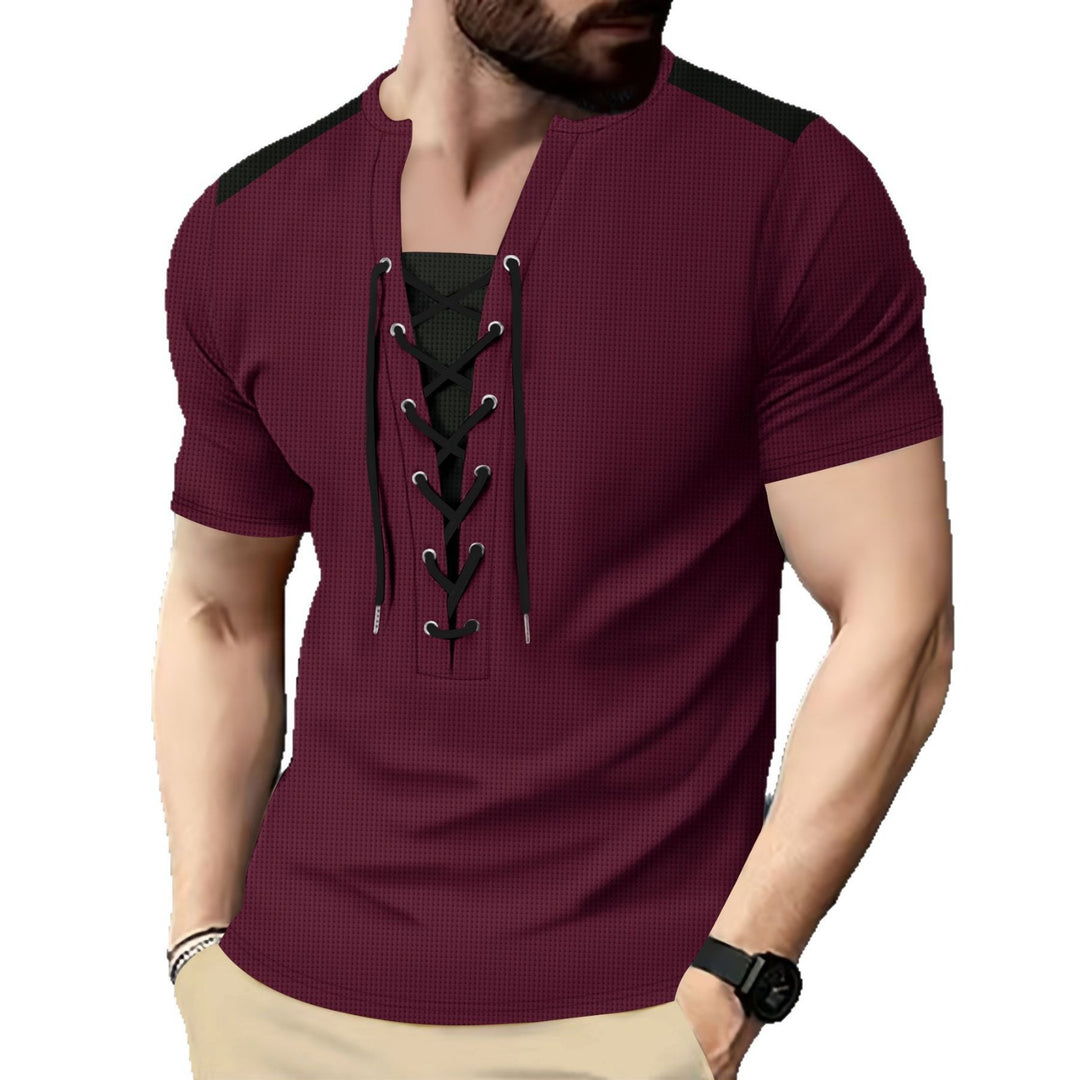 Herren Sportliches Kurzarmshirt mit modernem Schnürdesign Aliams