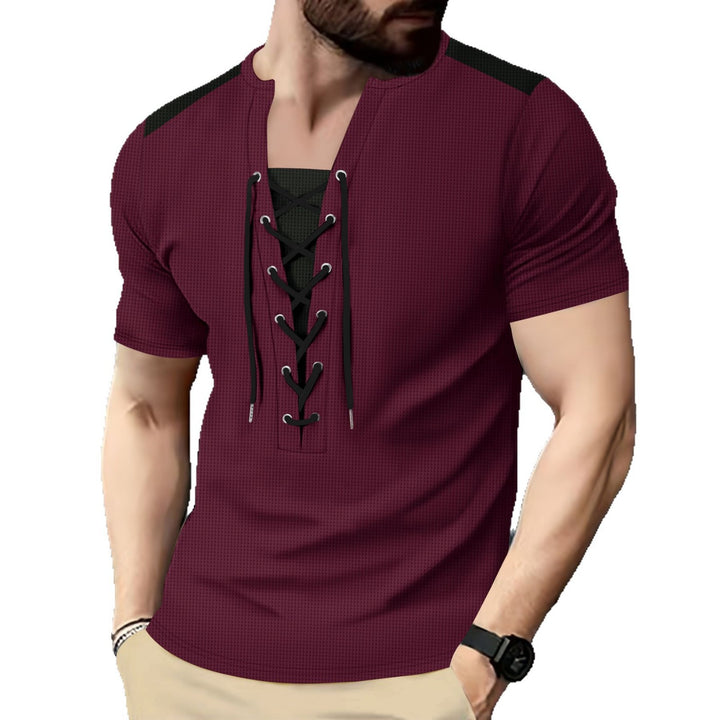 Herren Sportliches Kurzarmshirt mit modernem Schnürdesign Aliams