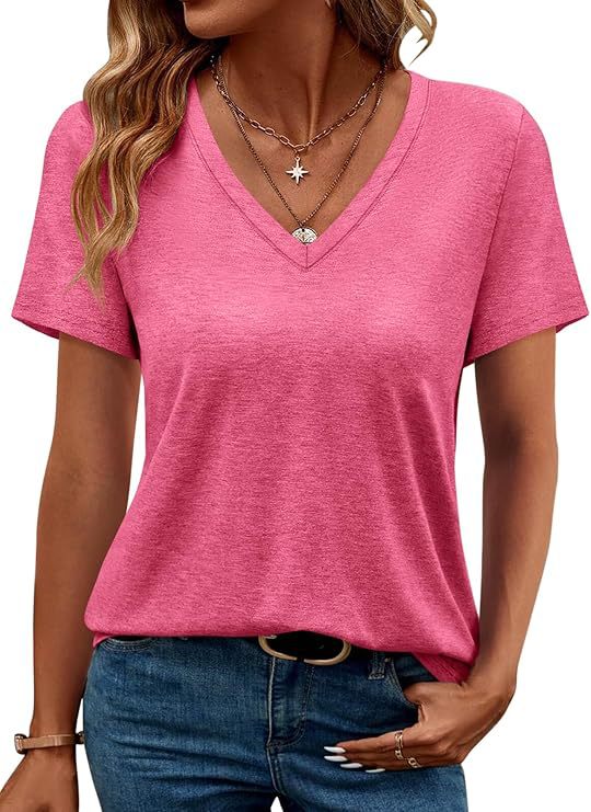 Damen V-Ausschnitt T-Shirt Aus Weichem Single Jersey Aliams
