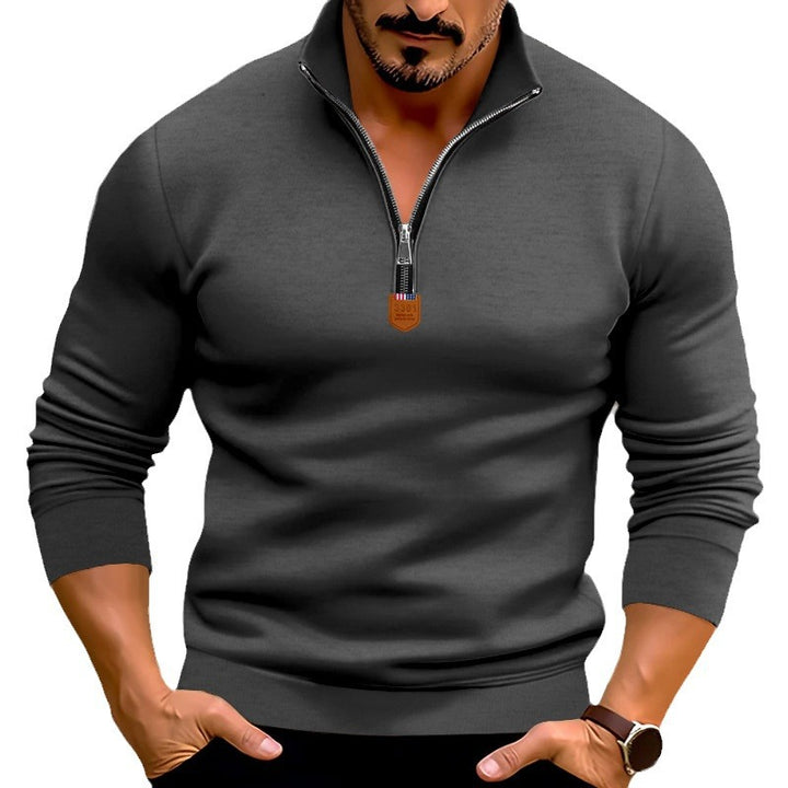 Herren Pullover mit halbem Reißverschluss und hochwertiger Strickstruktur Aliams