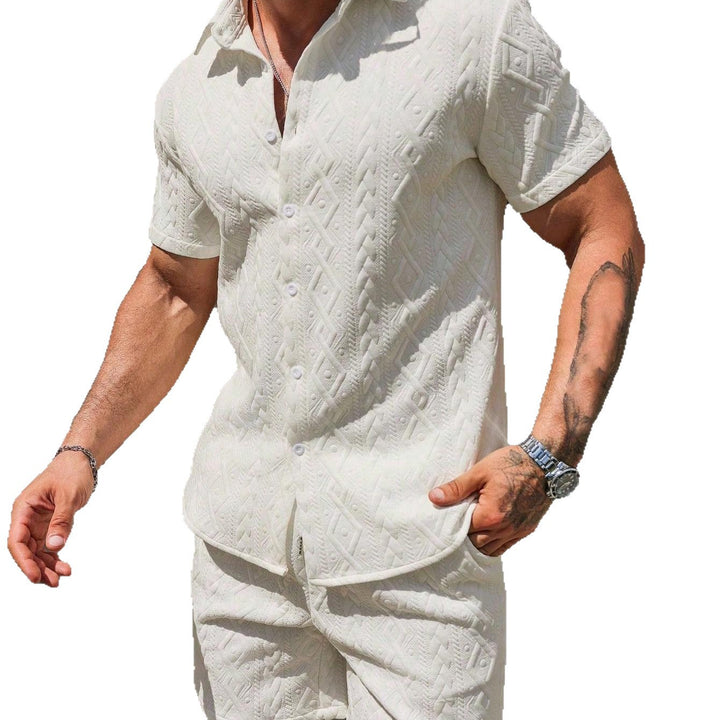 Herren Kurzarm-Hemd mit strukturiertem Design und passenden Shorts Aliams