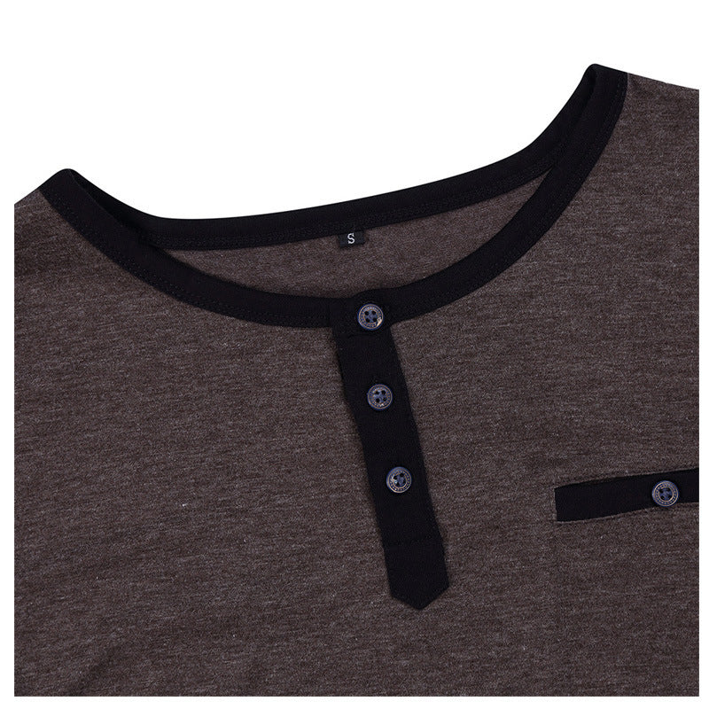 Herren Kurzarm Henley-Shirt mit hochwertiger Knopfleiste und Brusttasche Aliams