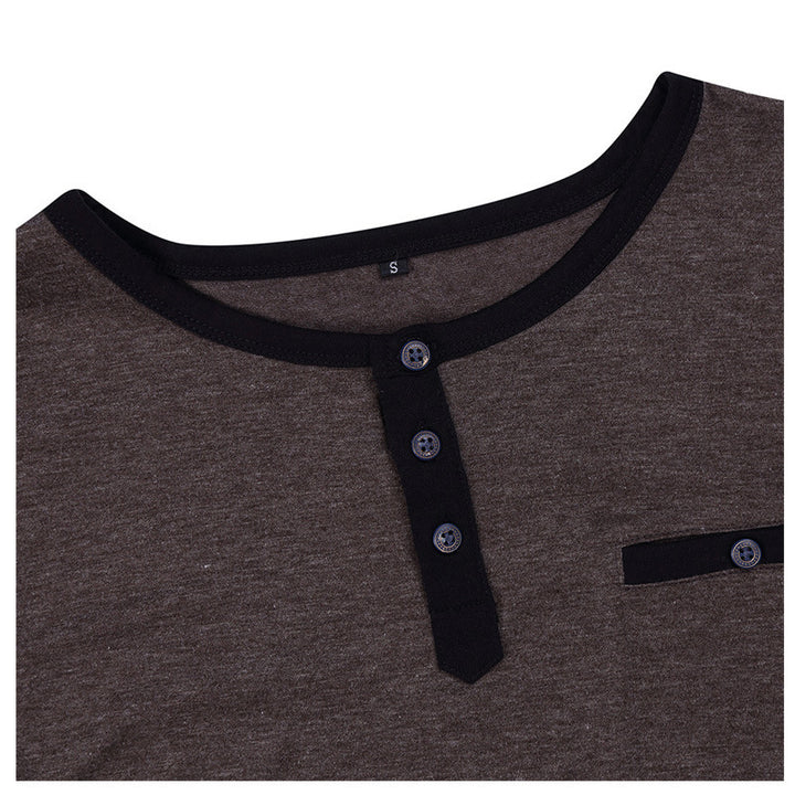 Herren Kurzarm Henley-Shirt mit hochwertiger Knopfleiste und Brusttasche Aliams