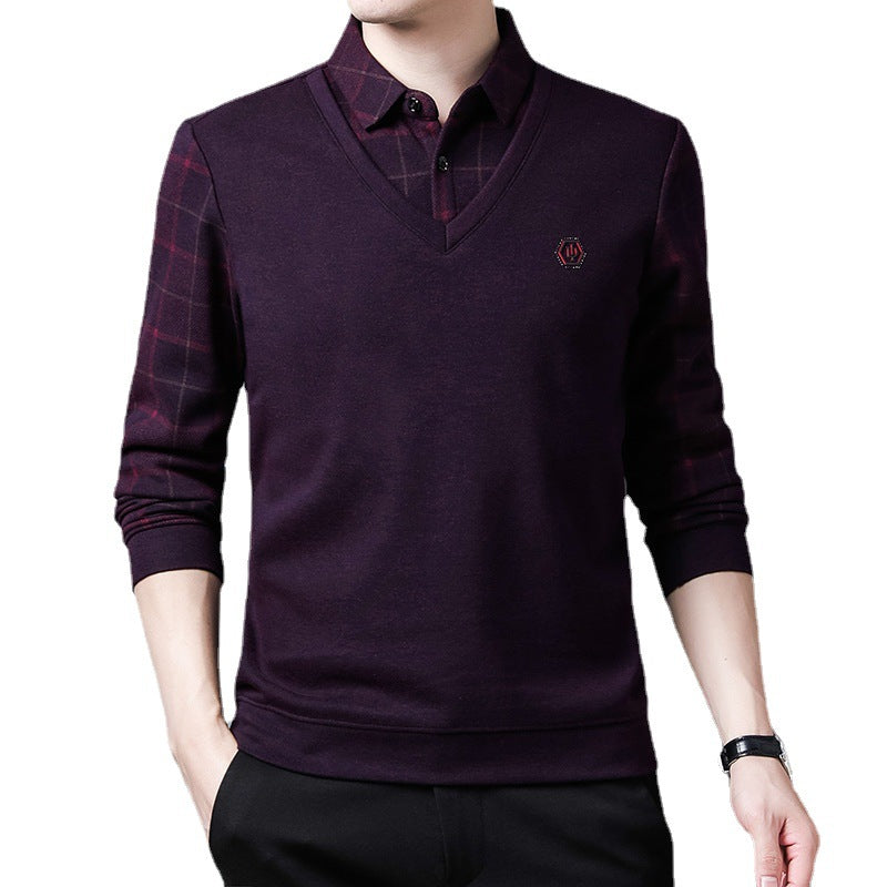 Herren eleganter V-Ausschnitt Pullover mit strukturiertem Oberteil Aliams